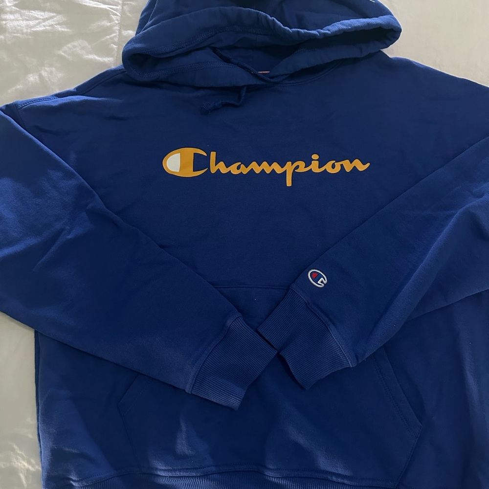 Champion Royal Blue Hoodie with Gold Logo